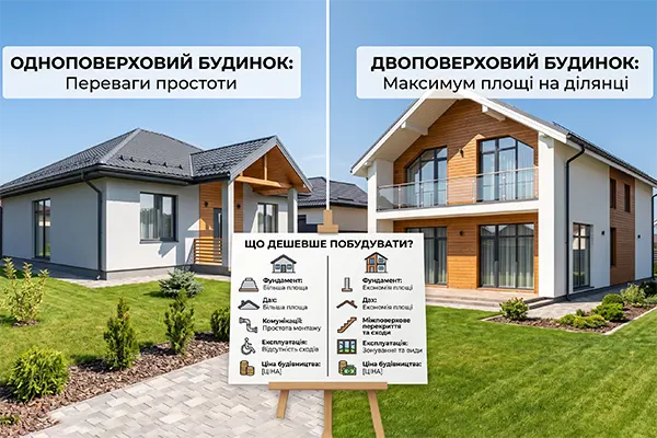 Одноповерховий чи двоповерховий будинок: що дешевше побудувати