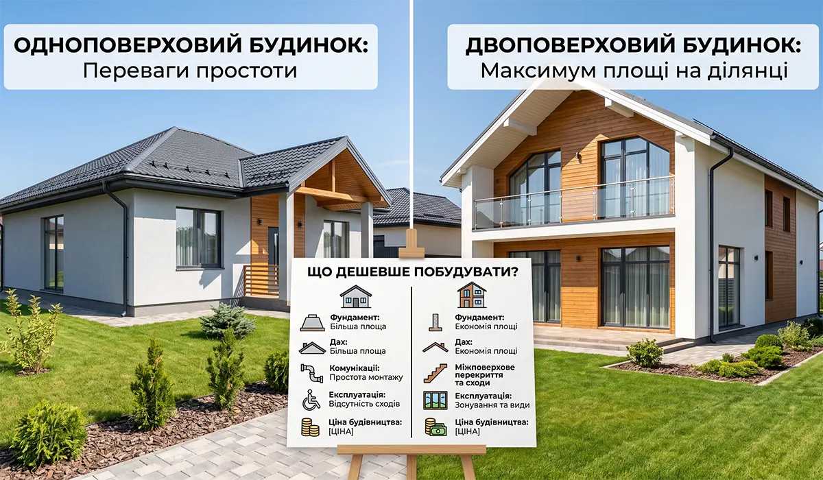 Одноповерховий чи двоповерховий будинок: що дешевше побудувати